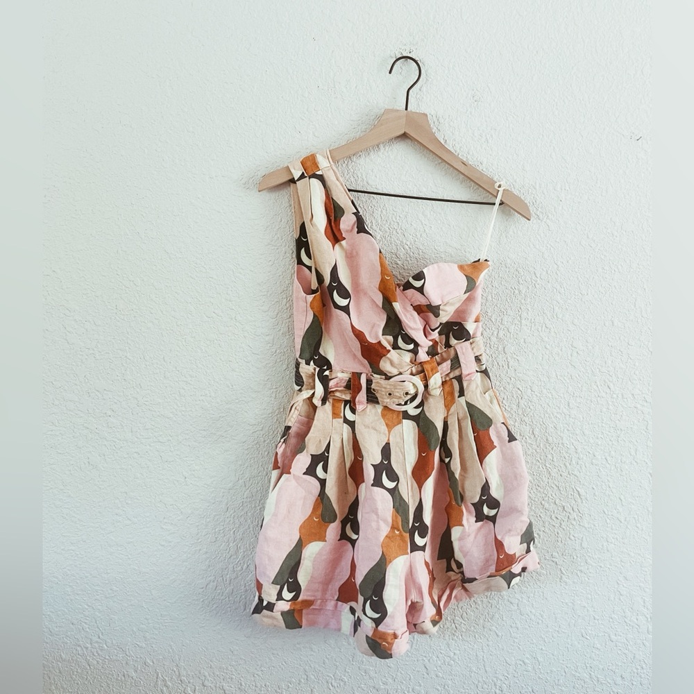 FARM Rio Abstract One-Shoulder Jumpsuit